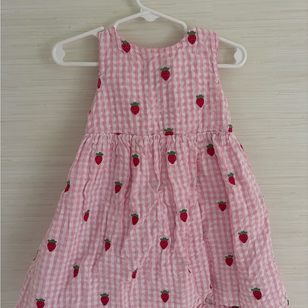 Jojo Maman Bebe - Pink Strawberry Gingham Girls' Dress 18-24m